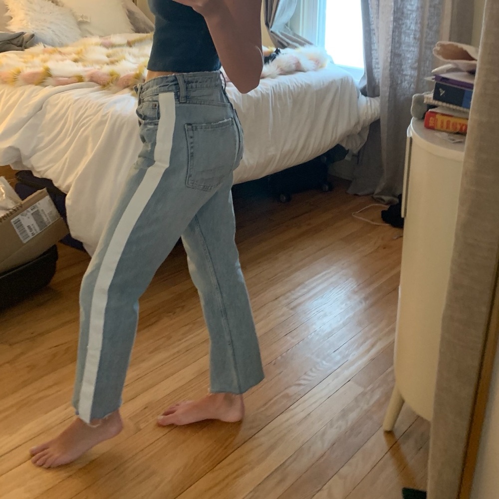 Zara tuxedo stripe straight leg jeans
